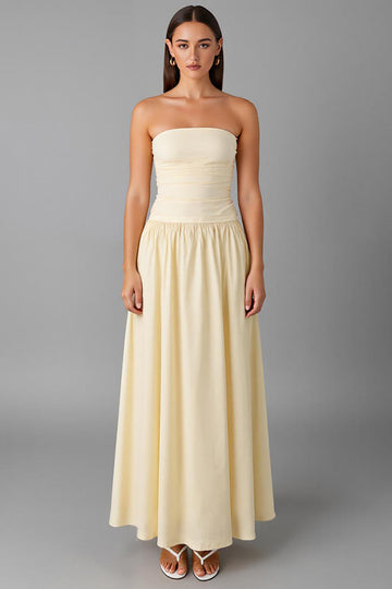 Simple Chiffon Daffodil Strapless A-Line Evening Dress